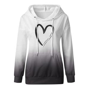 Gradient <b>Long</b> Sleeve Casual Pullover <b>Hoodie</b> for <b>Women</b> Knitted Solid Pattern Sweatshirt with Front Logo for Spring Autumn Winter - Product Image 5