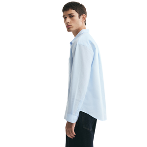 Chemise tissée à manches longues pour hommes, décontractée, boutonnée, avec poche, coupe décontractée, logo personnalisé, OEM ODM - Product Image 4