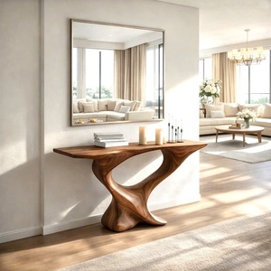 Table console en bois faite à la main, table console de luxe, design en bois courbé artistique pour l'entrée d'hôtel, le couloir, le salon, la décoration de la maison - Product Image 2