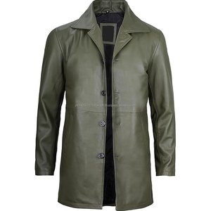 Manteau en cuir personnalisable, imperméable et respirant pour hommes, fermeture à boutons, poches, taille personnalisée, manches longues et élégantes. - Product Image 6