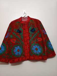 Handmade Vintage Suzani <b>Winter</b> Short Jacket Boho Floral Bomber with Pocket Windproof and Breathable Filled with Cotton - Product Image 4