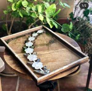 ถาดเสิร์ฟไม้ทำมือสไตล์อาหรับ ประดับมุกอย่างประณีต ของตกแต่งบ้านแบบตะวันออกกลาง ของขวัญงานฝีมือ - Product Image 6