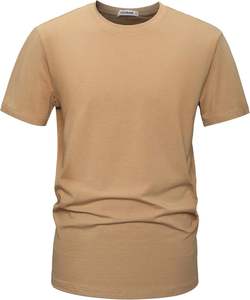 Camiseta de punto informal de manga corta con cuello redondo para hombre, de color sólido, corte regular, 100 % algodón jersey - Product Image 4
