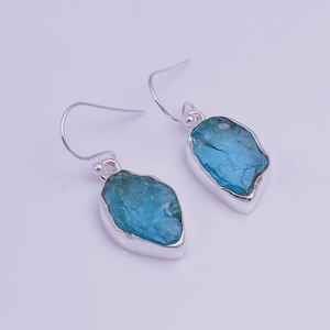 Handmade Raw <b>Citrine</b> Dangle <b>Earrings</b> 925 Sterling Silver Natural Gemstone - Product Image 2