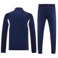 Setelan Training Sepak Bola OEM ODM, Jaket Full-Zip dan Celana, 100% Poliester, Cepat Kering, Regular Fit, Kantong Resleting, Polos untuk Tim