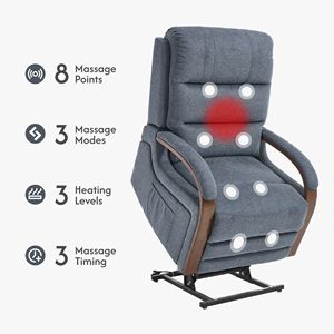 Poltrona Reclinabile Elettrica a Doppio Motore con Funzioni di Massaggio e Riscaldamento, Rivestimento in Velluto Egiziano per Anziani - Product Image 3