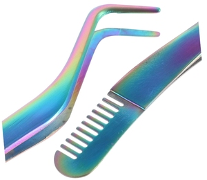 MIRHA INSTRUMENTS Pince à épiler antistatique en acier inoxydable à pointe en C courbée et lisse, longueur 10 mm, pour sourcils - Product Image 5