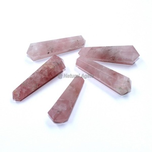 Venta al por mayor de alta calidad de cuarzo rosa Natural de cuarzo rosa de doble terminación de cuarzo rosa de doble punta de varita - Product Image 1