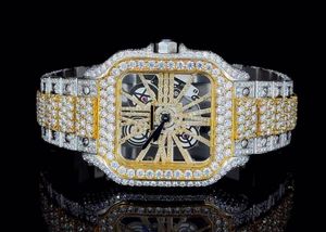 Luxury Rectangular Diamond Accented <b>Mechanical</b> <b>Watch</b> Stainless Steel Band Analog Display Case Deployment Clasp Unisex - Product Image 4