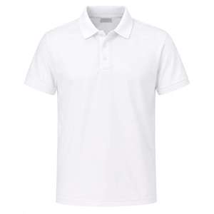 Chemise piqué unie basique pour homme à manches courtes en coton respirant coupe classique décontractée pour le golf avec logo frontal - Product Image 1