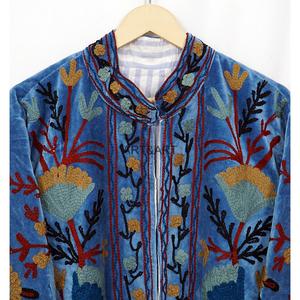 Handmade Suzani Velvet Floral Pattern Embroidered Jacket Boho Style Winter Statement Coat - Product Image 6