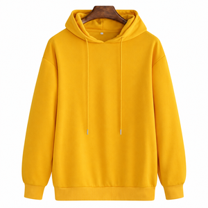 เสื้อฮู้ดผู้ชายคุณภาพสูง 400 กรัม ผ้าโพลีเอสเตอร์/คอตตอน ทรงปกติ สีพื้น ผ้าฟลีซคอตตอน สวมใส่สบายในฤดูใบไม้ร่วง มีกระเป๋า - Product Image 2