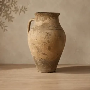 Vase en céramique turque vintage Avanos, poterie artisanale rustique, pot décoratif, décoration de maison de style campagnard méditerranéen - Product Image 5