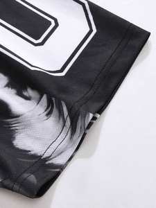 Haut de sport unisexe surdimensionné en jersey maille avec motif gothique, style streetwear, pour l'été – Fournisseur en gros personnalisé - Product Image 6