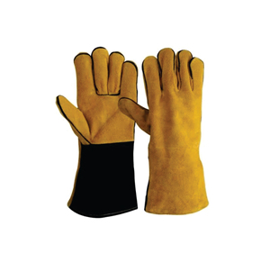 Gant de soudage TIG/MIG anti-chaleur extrême, résistant au feu, en Kevlar, cuir de chèvre, de mouton, de vache, cuir pleine fleur, manchette en cuir croûte, taille XL - Product Image 1