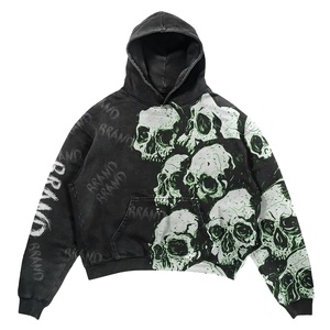 Wholesale Custom 100% Cotton Fleece Oversized Breathable Sweatshirt Men's Drop Shoulder Hoodie Embroidered for Solid - Product Image 5