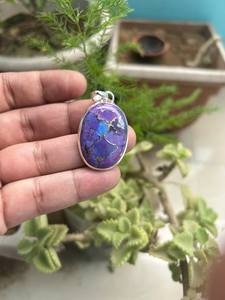 Colgante de turquesa cobre púrpura, piedra preciosa ovalada, plata de ley 925, joyería artesanal con piedras preciosas para mujer, joyería fina. - Product Image 4