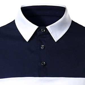 Polo de punto de manga corta con bloques de color blanco para hombre, estilo casual, MOQ bajo, camisetas polo para hombre, ropa de hombre - Product Image 5