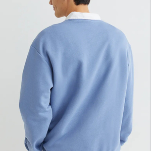 Sweat-shirt à col rond bleu clair uni 100% coton tricoté décontracté pour l'automne à manches longues respirant FitHarry Johnson Production - Product Image 2