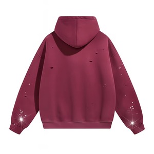 ผู้ผลิตโลโก้ตามสั่ง เสื้อฮู้ดดี้ฟลีซโอเวอร์ไซส์สำหรับผู้ชาย ผ้าหนานุ่ม สีแอปริคอตแบบสเปรย์  เสื้อพูลโอเวอร์สไตล์วินเทจ เสื้อฮู้ดดี้สตรีทแวร์สำหรับฤดูหนาว - Product Image 2