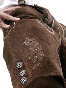 Lederhosen brodés de style ancien, grande taille, pour hommes |   Shorts en cuir bavarois d'inspiration antique |   Costume d'Oktoberfest fait main - Product Image 2