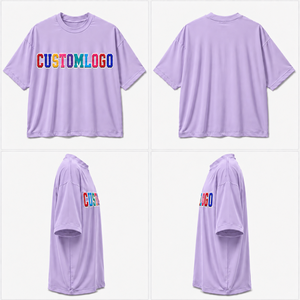 T-shirt à manches courtes pour homme avec logo personnalisé, violet, 100% polyester, jersey, col rond, imprimé avec un motif de lettres sur le devant, coupe ample décontractée - Product Image 5