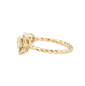 Vivid Rose Flower <b>Diamond</b> <b>Ring</b> Unique <b>Ring</b> Sparkling <b>Ring</b> Round Lab Created <b>Diamond</b> 18K Solid Gold Twist Band Engagement <b>Ring</b> - Product Image 5