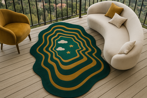 Alfombra Moderna Hecha a Mano, Alfombra de Lana de Color Verde y Dorado Personalizada, Reversible, Lavable, Apta para Mascotas, para el Hogar y Picnic - Product Image 4