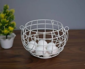 Panier de rangement moderne en fer avec poignées, design rond pour le comptoir de cuisine, rangement alimentaire - Product Image 2