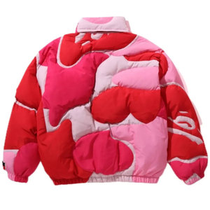 Men's Camouflage Puffer <b>Jacket</b> Thick Polyester Winter Casual Stand Collar Zipper Closure <b>Patchwork</b> Design Loose Fit Short Coat - Product Image 5