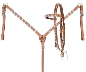 Custom Made100 % Pure Leather Western Headstall & Breast Collar Set Proveedor Fabricación EN LA India Precios bajos - Product Image 2