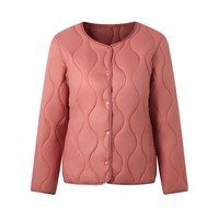 Parka d'hiver matelassée classique à fermeture éclair, motif rayé tissé, boutons, imperméable, épaisse, pour femme, tenue décontractée