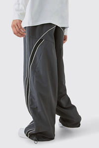 Custom Logo Embroidery 100% Polyester Anti-Wrinkle Men's Heavyweight Drawstring Jogger Custom Washed Loose Wide Leg Sweatpants - Product Image 6