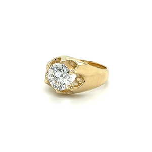 Anillo de Compromiso con Diamante en Forma de Flor, Chapado en Oro de 10K, Estilo Clásico para Hombre, Engaste de Garra, Piedra Natural Redonda - Product Image 2