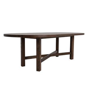 Table à manger ovale en bois, design minimaliste moderne, base en bois massif, meuble stable pour la salle à manger - Product Image 3
