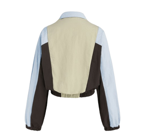 Veste coupe-vent en nylon froissé pour femme, color block, crop top, respirante, pour l'été - Product Image 2