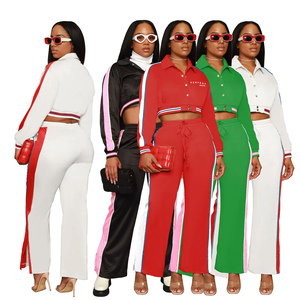 Ensembles décontractés pour femmes, ensembles 2 pièces unis, ensembles d'été, design ajusté, pantalon pattes d'éléphant, ensemble décontracté à manches longues, spandex/polyester - Product Image 4