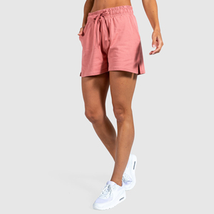 Casual Fashion Sports <b>Women's</b> Pink Knitted Casual <b>Shorts</b> <b>Elastic</b> <b>Waist</b> Drawstring Pockets Loose Fit Side Slit Mid <b>Waist</b> - Product Image 4