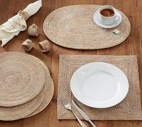 Tapis en jacinthe d'eau tressés à la main, écologiques, design floral vintage et moderne, personnalisables pour cuisine, salle à manger et maison