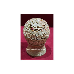 Round Shape Natural Soapstone Handmade Carving Design <b>Tea</b> Light <b>Candle</b> Stand Holder Used For Diwali Lighting Decor And Gifting - Product Image 5