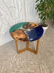 Luxury Round Hardwood <b>Epoxy</b> Resin River <b>Table</b> Custom Live Edge Dining Furniture Handmade Designer Wood <b>Table</b> - Product Image 2