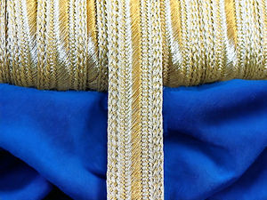 Cinta Trenzada Dorada Mate de 20mm, Hilo Metálico Dorado para Bordado, Adorno de Encaje Sfifa de Pakistán, Estilo Étnico Vintage Sunjotra, Ecológico - Product Image 2