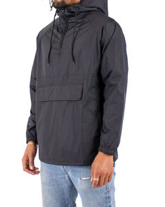 Chaqueta Anorak Negra Personalizada para Hombre, Cortavientos, con Capucha y Cierre de Cremallera, de Nailon Informal con Bolsillo Frontal, para Otoño - Product Image 3