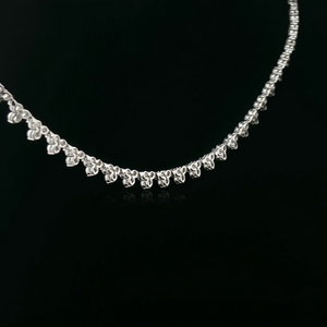 Collar de Diamantes en Oro Blanco de 14K, 3.43 Quilates |   Conjunto Floral de Diamantes Redondos Naturales, Joyería Fina Elegante y de Lujo, Regalo para Mujer - Product Image 3