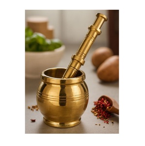 Heavy Duty Brass Mortar And Pestle For Spice Grinding Medicine Preparation And Traditional <b>Kitchen</b> <b>Accessories</b> - Product Image 3