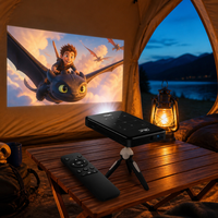 Mini projecteur DLP de poche pour extérieur, idéal pour les soirées cinéma en plein air, Android 14, WiFi, Bluetooth, batterie intégrée 4000 mAh, décodage vidéo 8K