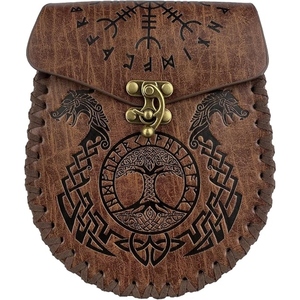 Sporran écossais personnalisé en cuir véritable, pochette des Highlands, design celtique viking gaufré, accessoire traditionnel pour kilt, vente en gros - Product Image 5