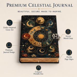 Diario de Cuero con Diseño del Zodíaco Celestial, Libro de Sombras Gótico Personalizado, Libro de Hechizos de Brujería, Cuaderno de Astrología - Product Image 2