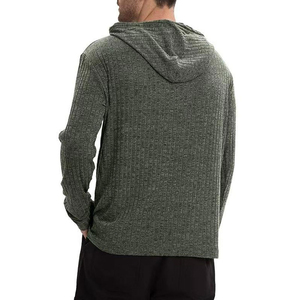 <b>Men's</b> Waffle Knit Hooded Henley T Shirt Casual Long Sleeve Drawstring <b>Pullover</b> Hoodie - Product Image 2
