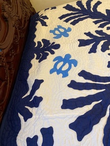 Beautiful Vintage Dark Blue Color Turtule Patterned 100% Cotton Material Eco-friendly Hawaiian <b>Quilts</b> Home Hotel <b>Bedding</b> Decor - Product Image 2